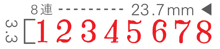リピマックス回転印（番号用８連回転印・明朝体・５号）の印面サンプル